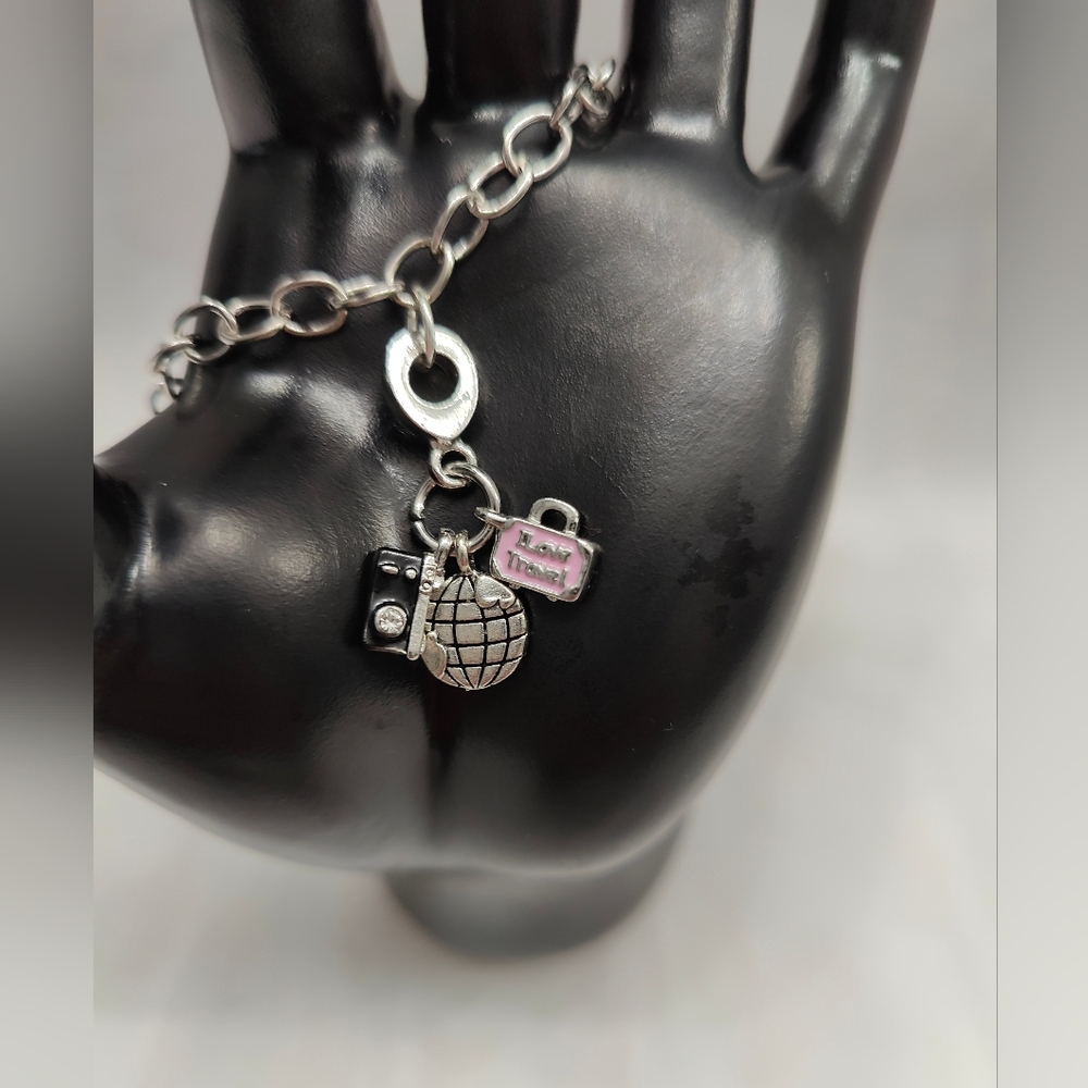 Travel Themed Charms on Chain Link Bracelet